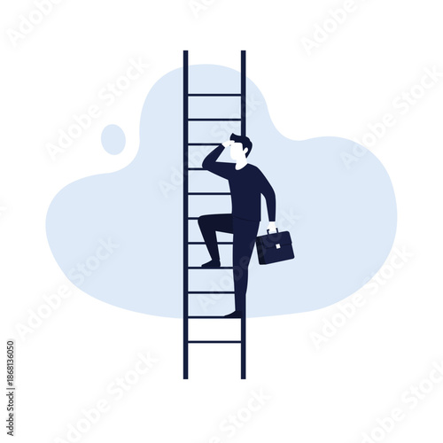Businessman Climbing Career Ladder Success Growth Concept Illustration