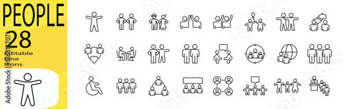 People icon set. Editable stroke.	