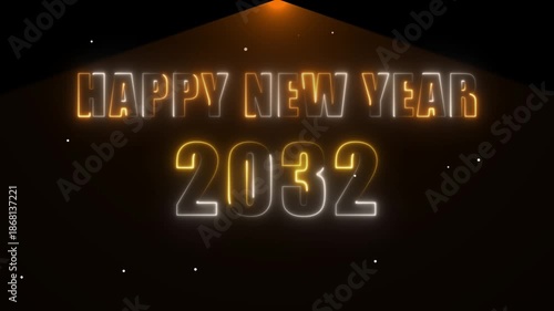 Happy New Year 2032 Neon Light Celebration future