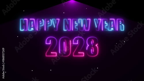 Happy New Year 2028 Neon Light Celebration future