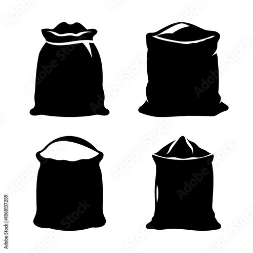 Four different variations of black silhouette bags for multiple use cases