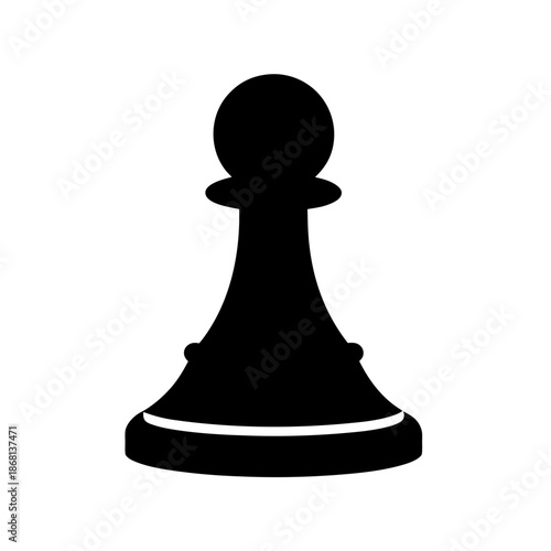 Simple black chess pawn silhouette icon for board games and strategy themes