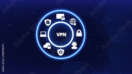 VPN Virtual Private Network Security Shield for Anonymous Online Data Protection
