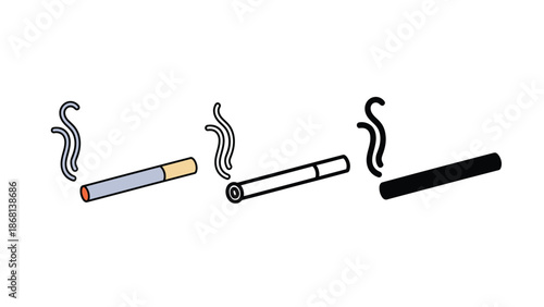 An illustration of cigarettes in different stages of being smoked and drawn in various styles