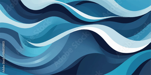 Abstract blue background with flowing waves design and seamless ocean pattern
