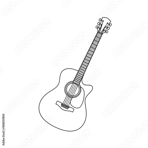 Acoustic Guitar Outline Illustration - Minimalist Music Instrument Icon