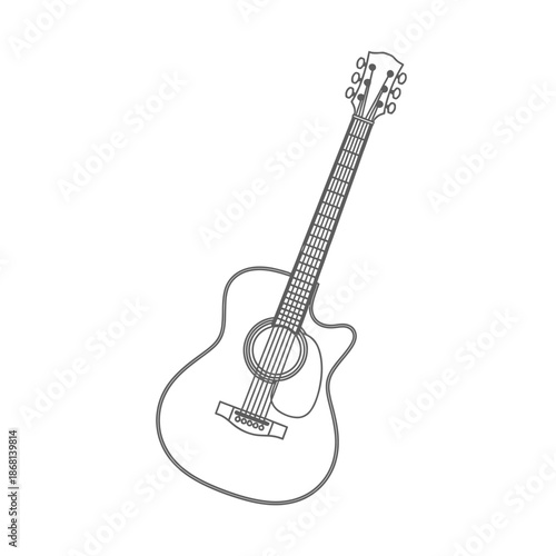 Acoustic Guitar Outline Illustration - Music Instrument Line Art