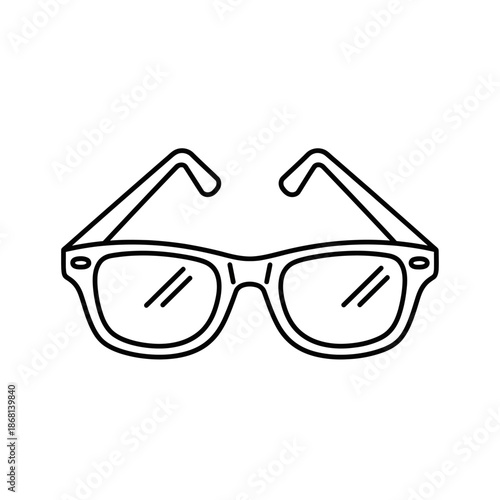 Minimalist Outline of Modern Eyeglasses, Simple Black and White Icon