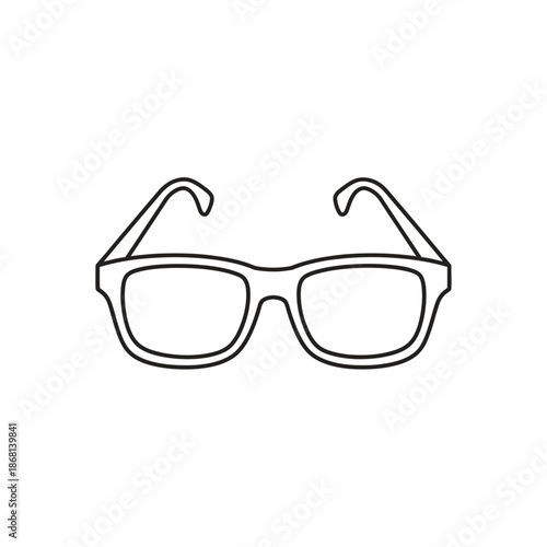 Minimalist Outline of Modern Eyeglasses, Simple Line Art Glasses Icon