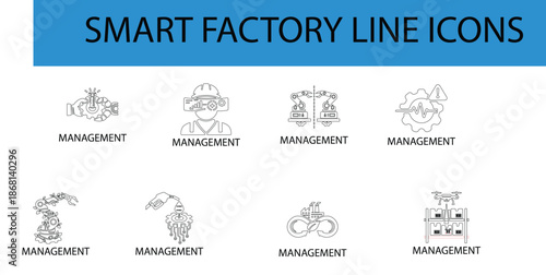 Industry 5.0 Smart Factory Digital Twin & Cobot Vector Icon Set