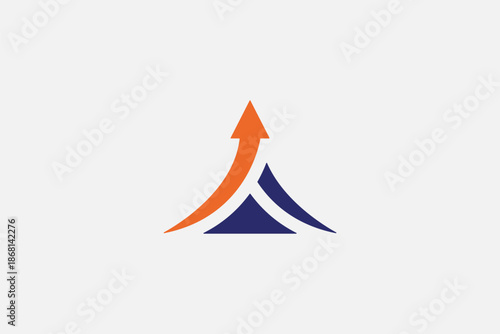A modern graphic design of an abstract 'A' logo with an orange arrow, symbolizing growth and progress.