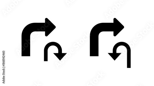 Two curved arrows showing opposite directions a recycling or loop symbol