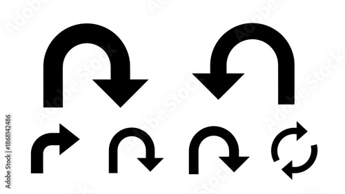 Black arrow symbols illustrating various directions and cyclical movement concepts