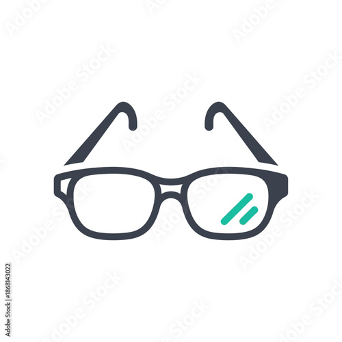 Modern Eyeglasses Icon on White Background