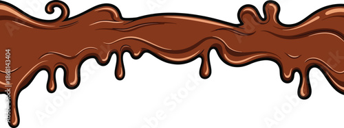 3d realistic vector illustration. Dark and white liquid chocolate melting on a piece of wafer.