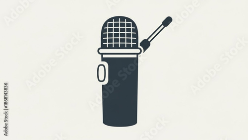 Vintage microphone icon retro audio recording symbol classic music and broadcasting element isolated on white background