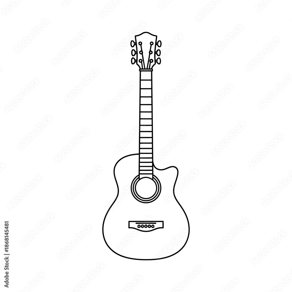 Naklejka premium Acoustic Guitar Outline Illustration