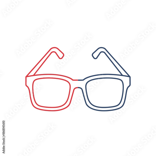 Modern Eyeglasses Icon with Red and Blue Outline