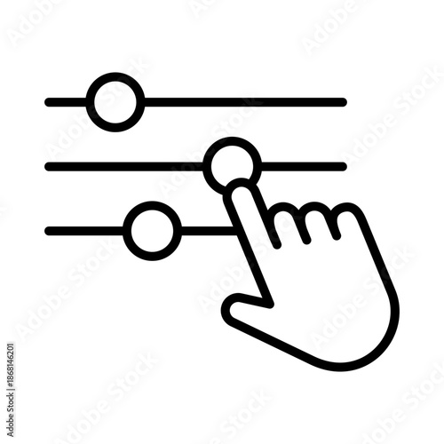 Setting and hand icon. Control, customized, service, knob symbol. Fine tune