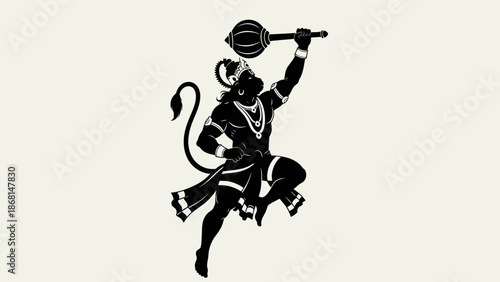Lord Hanuman with Mace A Powerful Symbol of Devotion and Strength