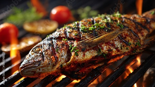 Grilled snapper with restrained herb placement