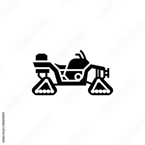 Snow ATV glyph icon. Snow vehicle black solid illustration.