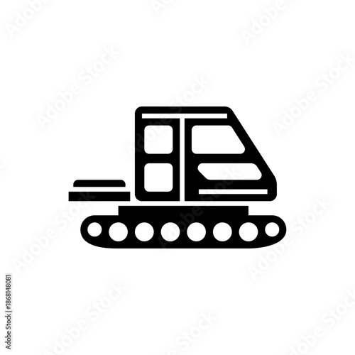 snowcat glyph icon. snow vehicle black solid illustration.