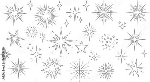 Sparkles icon set in flat style. stars, bursts, twinkling stars simple black style symbol sign.