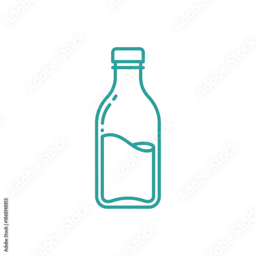 Simple illustration of a glass bottle filled with liquid, vector icon