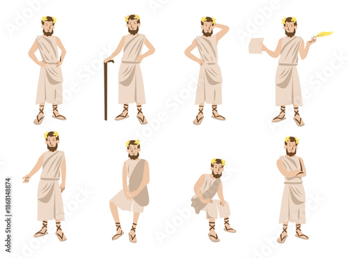 Classical Greek Philosopher Cartoon Character Illustration