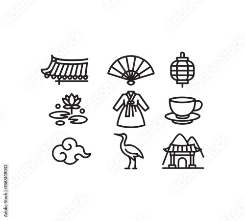A Diverse Collection of Iconic Korean Cultural Elements and Traditional Symbols