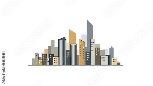 Modern City Skyline Illustration Representing Urban Development, Real Estate Growth, Business District, and Contemporary Architecture Concept