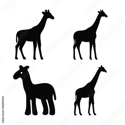 A collection of diverse giraffe silhouettes perfect for various design and educational projects