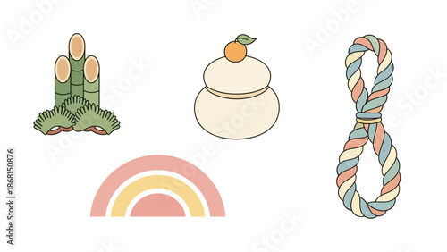 Spiritual Wellness and Mindfulness Icon Set with Yoga, Meditation, Rainbow, and Calm Lifestyle Symbols