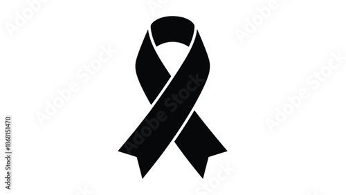 A simple black ribbon symbol representing awareness remembrance or support