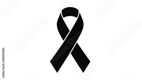 A simple black ribbon illustration representing awareness and remembrance visually