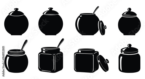 Kitchen jars and pots in different shapes and sizes illustrated