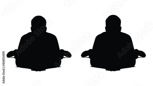 Two people seated facing forward in a distinct black silhouette