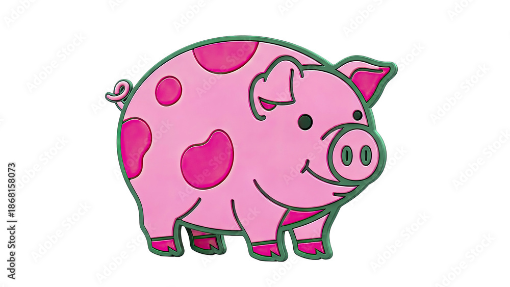 Fototapeta premium Cute Pink Pig with Dark Spots