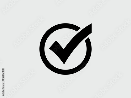 Black checkmark icon on a white background indicating approval or confirmation.