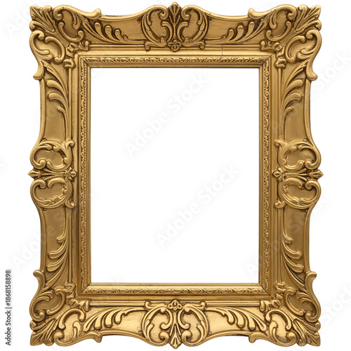 Ornate Golden Picture Frame White , Vintage Carved Style