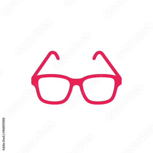 Pink Eyeglasses Icon - Modern Style Glasses Symbol