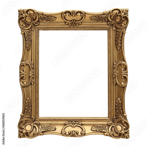Antique Golden Ornate Picture Frame White