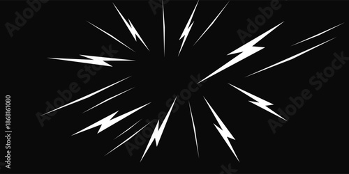 Explosion effect. Abstract comic book flash explosion. Anime. Blast radial lines. Vector comic book design element.