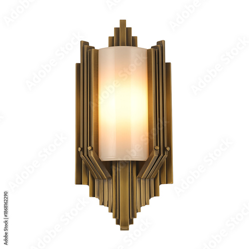 Art Deco Wall Sconce Emitting Warm Light White