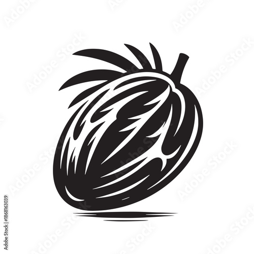 Black The Date Fruit Silhouette Vector, High Quality Illustration on White Background