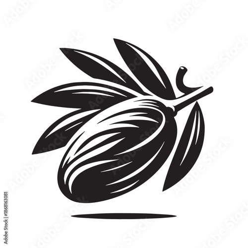 Black The Date Fruit Silhouette Vector, High Quality Illustration on White Background