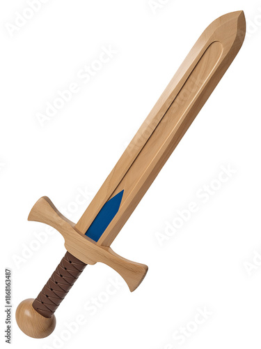 Wooden Toy Sword with Blue Detail, White