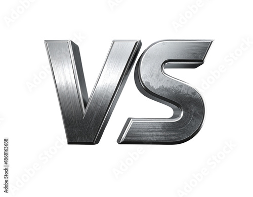 Metallic 3d VS versus emblem banner isolated on transparent background PNG  