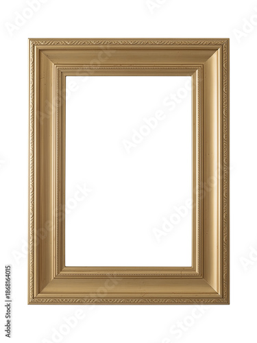 Golden Picture Frame, Empty Ornate Design, White